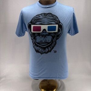 Collectable Ames Bros Graphic Ape 3D Glasses Blue T-Shirt M